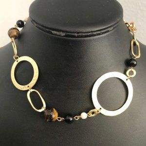 Stephanie Kantis Artisan Modernist Tigers Eye Chain LOVE Necklace 18